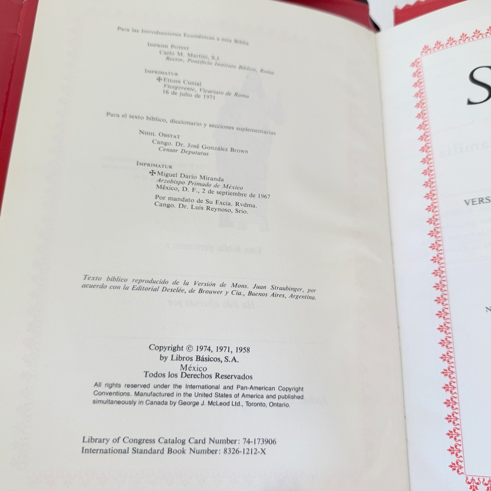 Libros Basicos Sagrada Biblia Spanish Family Bible Black Gold 1974 Good Catholic - Picture 7 of 16